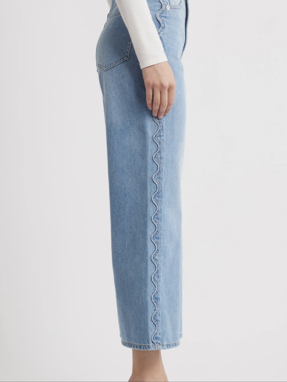 Veronica Beard Taylor Scalloped Wide Leg Crop High Rise - Size 26 - Picture 3 of 10